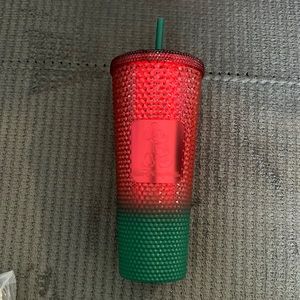 Walt Disney World Park Mickey Christmas Starbucks Red/Green Studded Tumbler